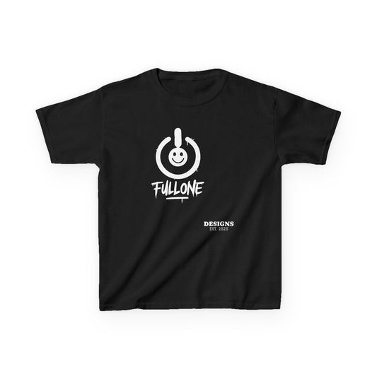 Kids Tee — 'Fullone' Smiley Power Logo Black T-Shirt