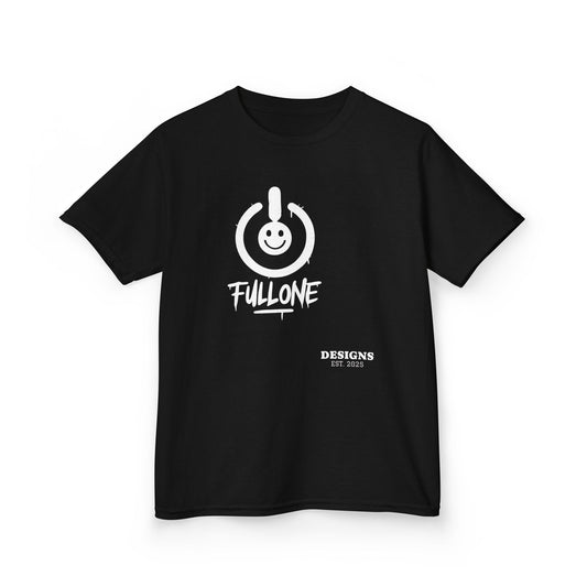 Kids Tee — 'Fullone' Smiley Power Logo Black T-Shirt
