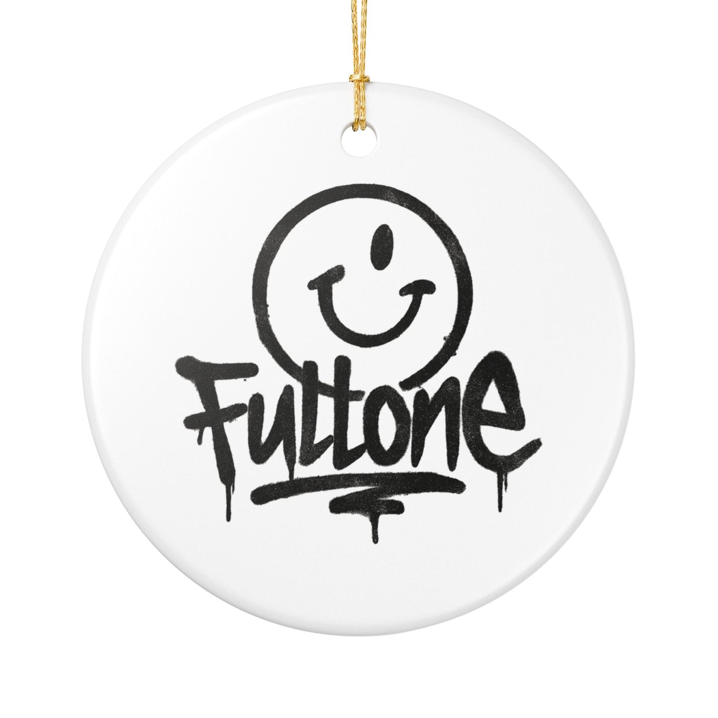 Smiley 'Fultone' Ceramic Ornament — Graffiti-Style Holiday Decoration