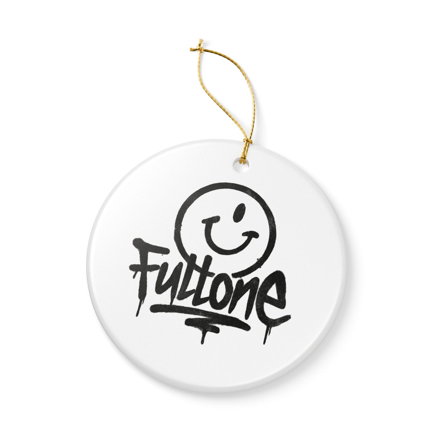 Smiley 'Fultone' Ceramic Ornament — Graffiti-Style Holiday Decoration