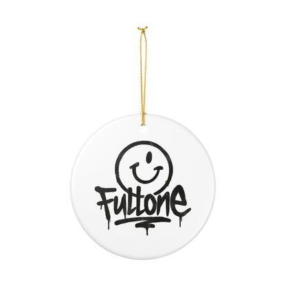 Smiley 'Fultone' Ceramic Ornament — Graffiti-Style Holiday Decoration